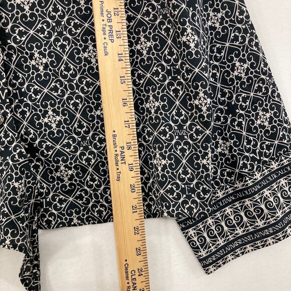 Lolita Jaca St Barth Medium Black White Abstract Artsy Tie Front Button Down - Picture 4 of 8